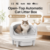 Bac à litière semi-ouvert intelligent pour chat, nettoyage automatique, contrôle des odeurs, design facile à nettoyer, 65L