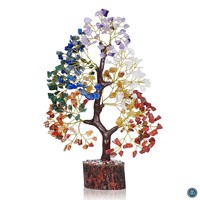 Arbre en Agate Naturelle Sept Chakras de Haute Qualité, Sculpté, 100 Éclats, 6 Pouces, Vente en Gros, Décoration Bureau et Maison, Approvisionnement en Vrac