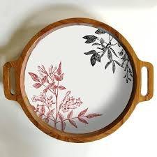 Plateau de service en bois émaillé pour table, plateau de présentation d'aliments pour salle à manger - Product Image 5