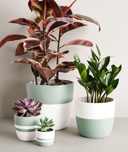 Ensemble de pots de fleurs élégants en céramique émaillée, porte-plantes décoratifs d'intérieur durables avec un design minimaliste moderne - Product Image 6