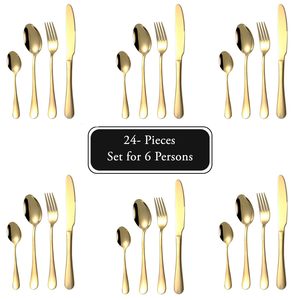 ชุดช้อนส้อมชุบทอง24ชิ้นที่โดดเด่นมากพร้อมกล่องหนังชุดเครื่องใช้บนโต๊ะอาหารคุณภาพระดับพรีเมียมราคาไม่แพง - Product Image 3