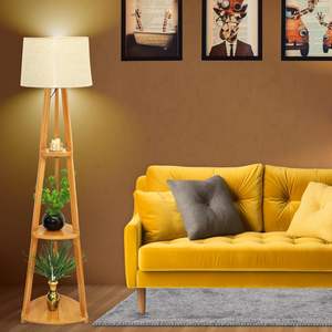 Lampe sur pied en bois de style vintage, magnifique, avec abat-jour, lampe de nuit en bois sur trépied, vente en gros - Product Image 3