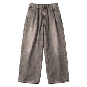 Jean en denim ample 100 % coton pour homme, coupe large, style streetwear oversize, vintage, écologique, délavé foncé pour l'hiver - Product Image 6