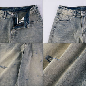 Custom 100% Cotton Zipper Loose Sun Fade Short <b>Jeans</b> Streetwear Baggy Shorts <b>Jeans</b> Short Denim Pants Shorts for <b>Men</b> Comfortable - Product Image 4