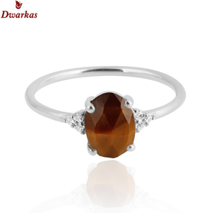 Anillos de piedras preciosas de alta calidad Dwarkas, plata de ley 925, con incrustaciones de ojo de tigre, diseño unisex de lujo, caja de regalo certificada - Product Image 2