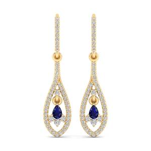 REYES Venta Directa de Fábrica, Pendientes Colgantes de Plata de Ley 925 con Moissanita VVS y Zafiro Azul para Mujer - Product Image 6