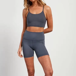 Conjunto de Yoga sin costuras de Spandex de nailon transpirable de secado rápido de estilo informal para mujer, equipo de Fitness de entrenamiento personalizado al por mayor - Product Image 5