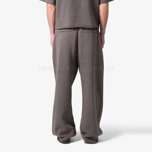 Pantalon de jogging gris ample pour homme, taille élastique avec cordon de serrage, coupe décontractée, en coton mi-lourd, avec poches latérales, style automne - Product Image 5