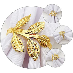 Nouveau porte-serviettes en métal en forme de feuille de conception antique porte-mouchoirs couleur or pour la table de mariage au prix de grossiste - Product Image 3
