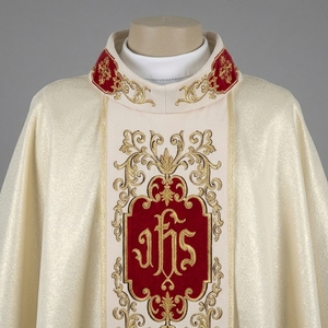 Chasuble de Prêtre Brodé, Robe de Célébrant Catholique, Vêtement Jacquard en Polyester pour Liturgie Religieuse Printemps-Été - Product Image 3