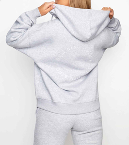 women tracksuits custom <b>blank</b> two piece sets heavy <b>weight</b> fleece hoodies set high waist sweatpants set casual warm activewear - Product Image 6