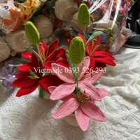 2025 meilleurs articles belle main lys orchidée pot de fleurs décor à la maison Festival cadeau fleur artificielle tricot fleur Crochet cadeau