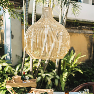 French-Style LED <b>Light</b> Fixture <b>Pendant</b> Vietnamese Woven <b>Rattan</b> Lampshade Hanging Shade Modern Traditional for Living Room - Product Image 1