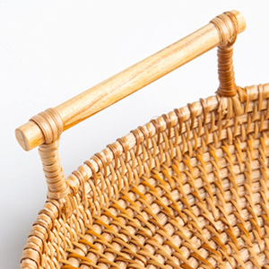 Venta al por mayor de bandeja redonda de ratán tejida a mano con asas, bandeja rústica para servir comida, café, desayuno, exhibición de Vietnam - Product Image 4