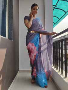 Sari Georgette pesado de último diseñador con trabajo de secuencia para adultos de Fab Zone - Product Image 2