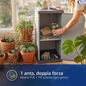 Armadietto Modulare in Resina a 1 Anta, Salvaspazio, con Ripiani Regolabili, Mobile Multiuso per Interni - Product Image 2