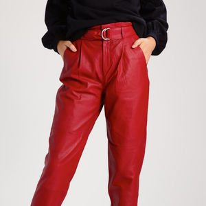 กางเกงหนัง OEM ตามสั่งสำหรับผู้หญิงเอวกลางแนวสตรีทสำหรับฤดูหนาวสไตล์หน้าเรียบผลิตในปากีสถาน - Product Image 5