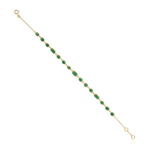 Pulsera de Cadena Elegante con Gema de Esmeralda 100% Auténtica, Diseño Simple y Nuevo, Pedido al por Mayor, Proveedor de Joyería Fina de Oro Amarillo Sólido de 18K - Product Image 6