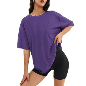 Camiseta de gran tamaño para mujer con estampado floral de algodón y manga corta y cuello redondo al por mayor - Product Image 1