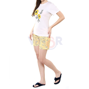 Chándal de verano para mujer con impresión de logotipo personalizado de la mejor calidad, conjunto doble de algodón a la moda con logotipo personalizado para mujer, servicio OEM - Product Image 2