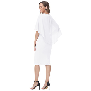 OEM <strong>Overlay</strong> Decorated Crew Neck Back Slit <strong>Plus</strong> <strong>Size</strong> Women'S Chiffon Bodycon Dresses