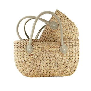 ตะกร้าใส่ของพร้อมหูจับทำจากหนังตะกร้าใส่ของสีสองสีตามสั่งขายส่งจากเวียดนาม - Product Image 1