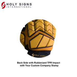 Guantes de impacto de trabajo de campo petrolífero de cuero sintético anticorte de color amarillo, guantes de montaje de trabajo resistentes, guantes de aparejo antivibración - Product Image 3