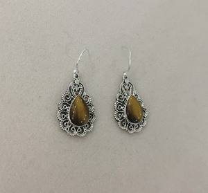 Hermosos pendientes de gota de piedras preciosas de pera de ojo de tigre, joyería en línea al por mayor de Plata de Ley 925 - Product Image 4