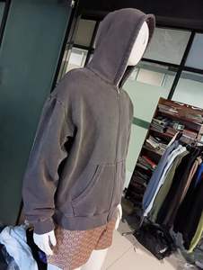 Plus Size Premium quality Vintage Distressed Hoodie Men Boxy zip hoodie puff print blank zip up hoodies - Product Image 6