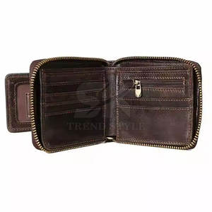 Portefeuille en cuir à fermeture éclair, design personnalisé, haute qualité, prix d'usine, vente chaude - Product Image 3