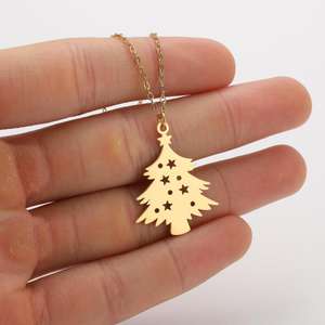 <span class=keywords><strong>Dina</strong></span> Stock venta al por mayor 18K oro joyería de acero inoxidable árbol de Navidad estrellas gargantilla colgante collares para regalo de vacaciones de Navidad - Product Image 4