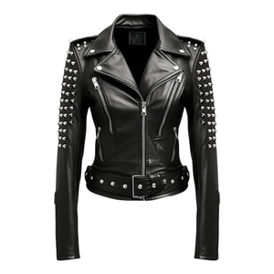 Veste de moto en peau de mouton véritable 100% sur mesure de qualité supérieure pour femmes, coupe-vent, élégante, tendance, avec fonction chauffante pour l'hiver - Product Image 2