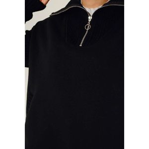 Patrón sólido Prendas de punto Túnica adornada Negro Formal-Casual Vestido largo para primavera e invierno Método de tejido transpirable - Product Image 4