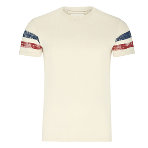 Camiseta Blanca de Manga Corta para Hombre con Ribete en Contraste Rojo, Cuello Redondo, Corte Regular, Informal, de Algodón Tejido - Product Image 6