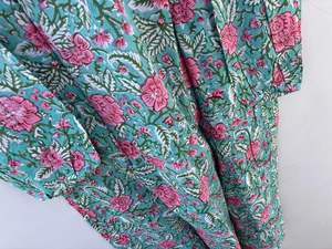 เสื้อคลุมยาวพิมพ์ลายแบบอินเดียสำหรับผู้หญิงชุดยาวคลุมเข่าสำหรับใส่ไปงานปาร์ตี้ทำด้วยมือผ้าฝ้ายสไตล์พื้นเมืองสำหรับฤดูร้อน - Product Image 3