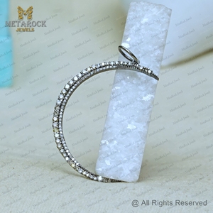 Oxidado 925 Plata Pave diamante media luna colgante hecho a mano joyería fina al por mayor, colgante para regalo joyería Unisex - Product Image 6