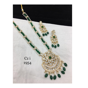 Superbe collier Kundan Mosenite avec ensemble de boucles d'oreilles Un choix audacieux et élégant pour les mariages et les occasions spéciales - Product Image 2