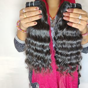 Meilleure Qualité Femme Machine Trame Double Bundles Temple Ondulé Pré-collé Ruban Naturel Vierge Indien Extensions de Cheveux Humains - Product Image 1