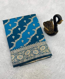 SAREE DE Tissage ZARI DORÉ EN SOIE BANARASI À LA MODE AVEC CHEMISIER INCOSÉ VÊTEMENT DE FESTIVAL PRIX DE GROS VÊTEMENT ETHNIQUE - Product Image 2