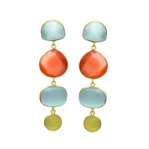 Pendientes multicolores geométricos de nueva llegada con acento dorado - Product Image 1