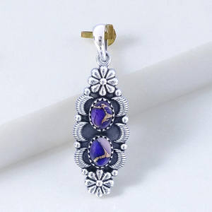 Pendentif turquoise, pierre précieuse naturelle, design en argent 925, vente en gros de bijoux - Product Image 2