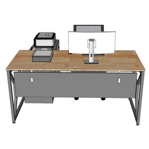 Executive 160x70cm <b>Desk</b> with <b>Solid</b> <b>Wood</b> Cabinet Luxury Minimalist Design Iron Legs Assembly Required-BGD68071 - Product Image 3