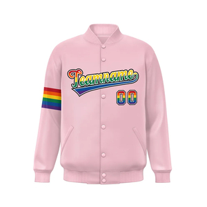 OEM personalizado Unisex de alta calidad Letterman chaqueta de béisbol de calidad superior para los hombres del mes del orgullo chaqueta teñida lisa - Product Image 3