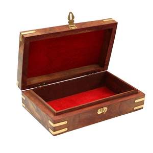 Boîte en bois de style vintage avec couvercle à charnière-Coffre décoratif verrouillable pour souvenirs Accessoires d'objets de valeur Articles précieux - Product Image 2