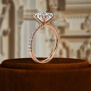 Bague de fiançailles en diamant taille princesse 1CT certifiée IGI, bague cadeau pour elle, or 14 carats massif, solitaire avec diamant de laboratoire accentué - Product Image 6