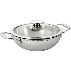 Kadai en métal à haute efficacité thermique avec poignées en métal argenté, parfait pour la préparation de repas familiaux importants et les besoins de cuisine festifs - Product Image 5