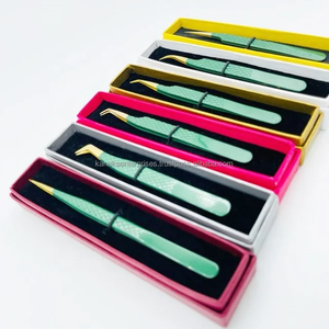 แหนบต่อขนตาปลอมปลายเรียบสีเขียวทองฉลากตามสั่งทำโลโก้ได้ตามต้องการความแม่นยำ - Product Image 6