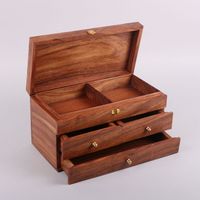 Boîte de rangement à bijoux en bois faite à la main de style antique, finition vieillie, doublure en velours, capacité personnalisable pour colliers, bagues, cosmétiques