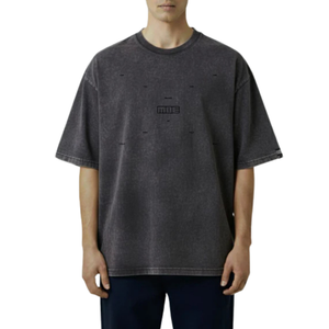 Camisetas de Hombre de Algodón 100% Lavado, Estilo Vintage, Holgadas, Color Negro Ahumado, Ropa Urbana Informal, Suave y Transpirable para Uso Diario - Product Image 4