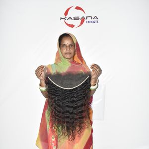 Extensiones de Cabello Humano Natural 100% Virgen, Doble Trama, Ondulado Profundo, Negro, para Mujeres, 13*6 HD Frontal, Venta al Por Mayor - Product Image 1